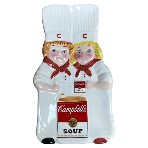 1998 Campbell’s Soup Kids Ceramic Spoon Rest Vintage Red White Kitchen Decor - Picture 3 of 6